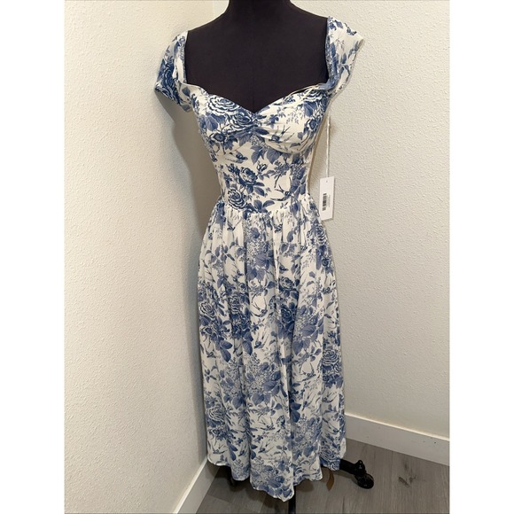 Reformation NWT Nikita Dress in Pompadour Size 0 Cap Sleeves Floral Ankle - Picture 2 of 10